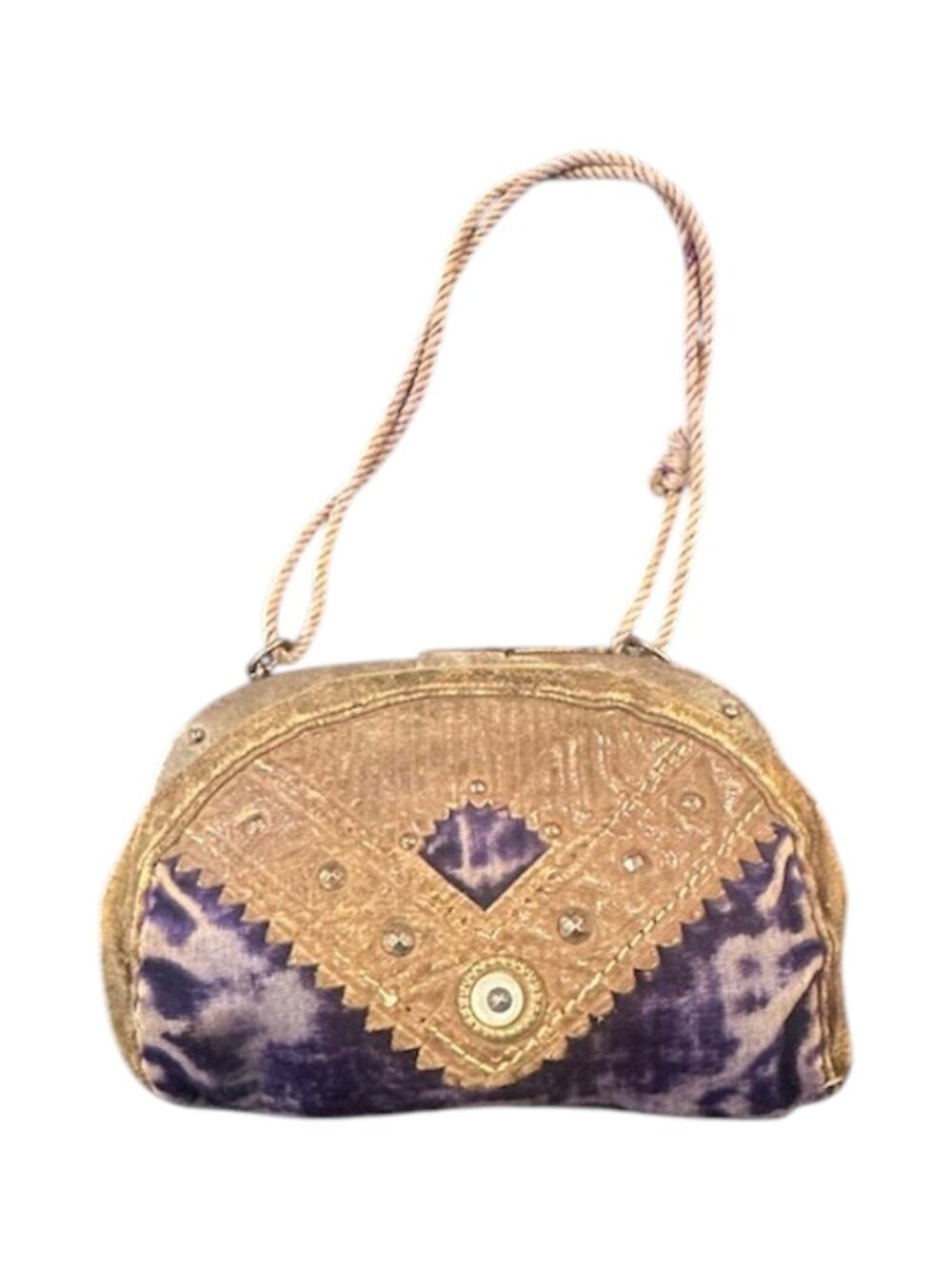Antique Velvet Purse with Leather Trim Design circa 1910-1925
